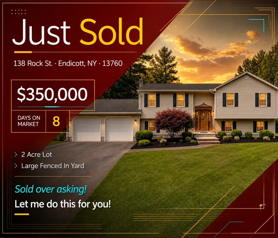 A finished Just Sold advertisement carrying the enhanced photograph.